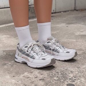 Vionic Walker Women's Sneakers Leather White/Gray/Pink Size-8 EUC